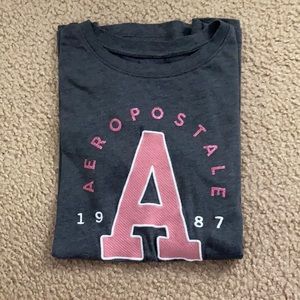 Women’s Aeropostale tshirt, Dark grey color with pink lettering